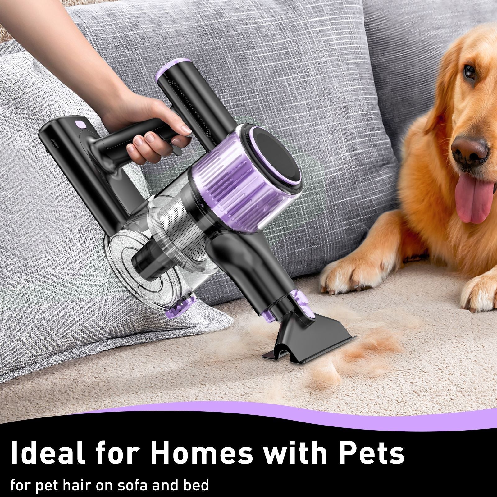Cordless Stick Vacuum Cleaner 55KPa Rechargeable Anti-Tangle Pet Hair - SportZone.co.nz