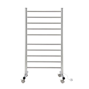 Devanti 10 - Bar Freestanding Heated Towel Rail 3 - 5 Mins Fast Heating Electric Towel Warmer for Bathroom Winter Drying Stainless Steel Plug In 100W - SportZone.co.nz