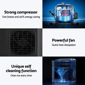 Devanti 12kg Ice Maker Machine 1.3L w/Scoop Holder Black - SportZone.co.nz