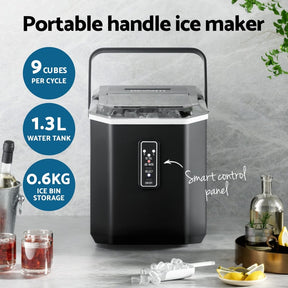 Devanti 12kg Ice Maker Machine 1.3L w/Scoop Holder Black - SportZone.co.nz