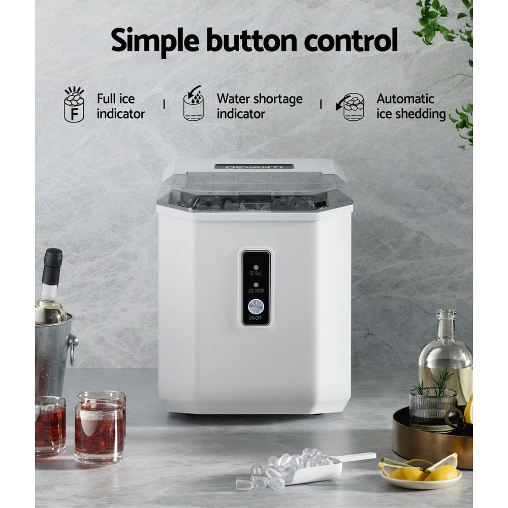 Devanti 12kg Ice Maker Machine Portable Ice Cube Tray Bar Countertop 2L Black - SportZone.co.nz