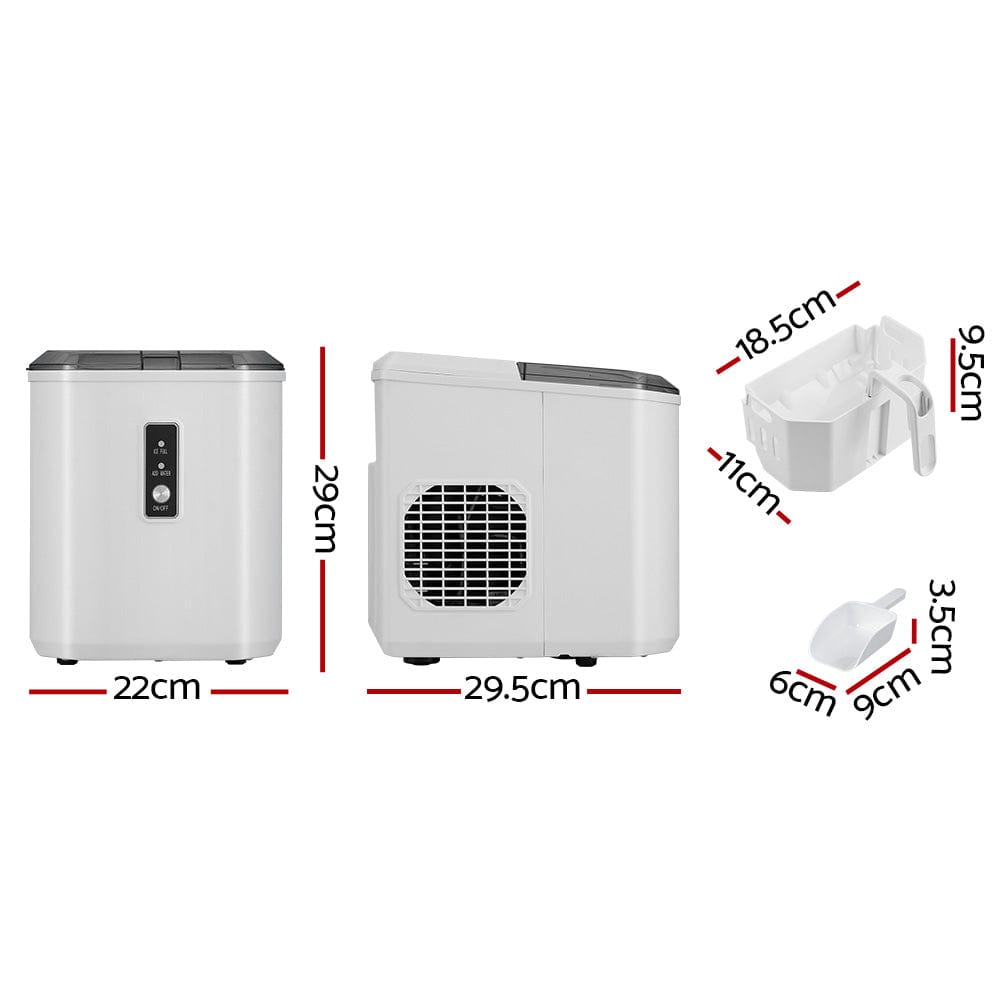 Devanti 12kg Ice Maker Machine Portable Ice Cube Tray Bar Countertop 2L Black - SportZone.co.nz
