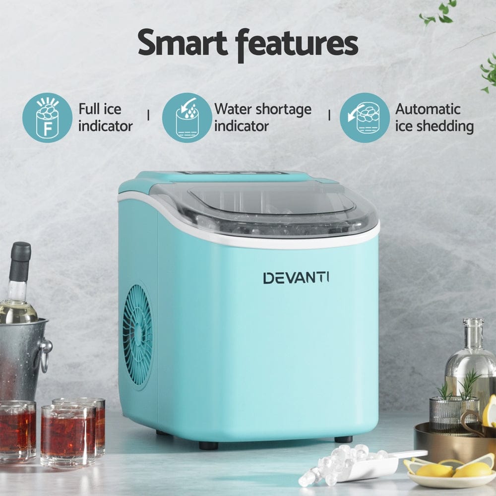 Devanti 12kg Ice Maker Machine w/Self Cleaning Green - SportZone.co.nz