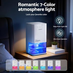 Devanti 1400ML Portable Dehumidifier Quiet Sleep Mode Timer Auto Off Bedroom White - SportZone.co.nz