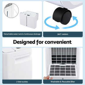 Devanti 16L Dehumidifier Portable Air Dryer Moisture Absorber 5.5L Water Tank Home - SportZone.co.nz