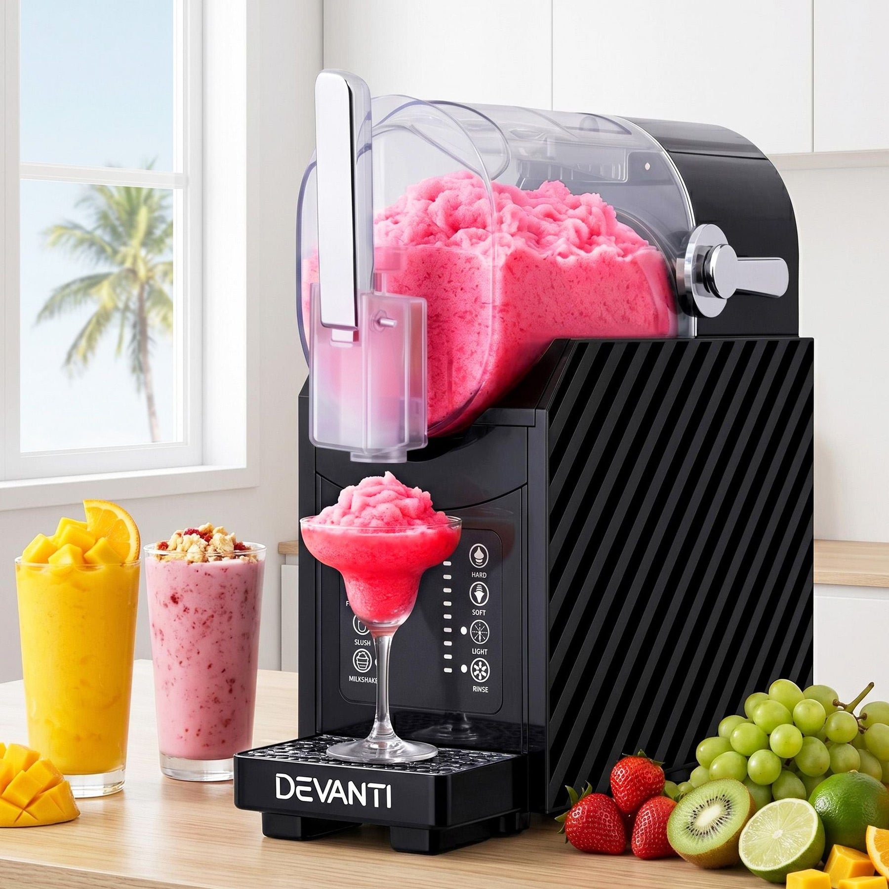 Devanti 1.8L Slushie Machine Maker Frozen Smoothies Milkshakes Black - SportZone.co.nz