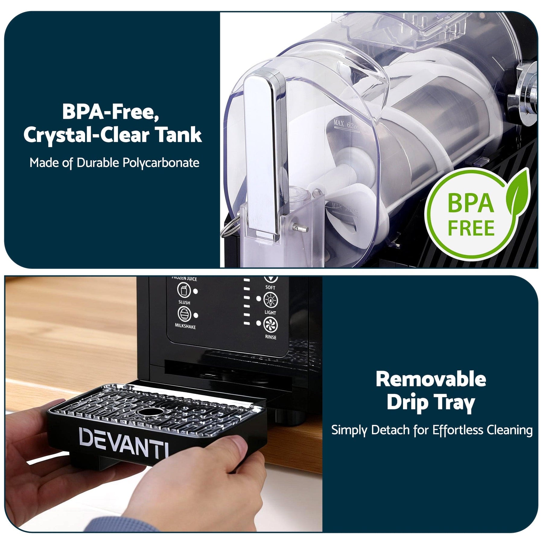 Devanti 1.8L Slushie Machine Maker Frozen Smoothies Milkshakes Black - SportZone.co.nz