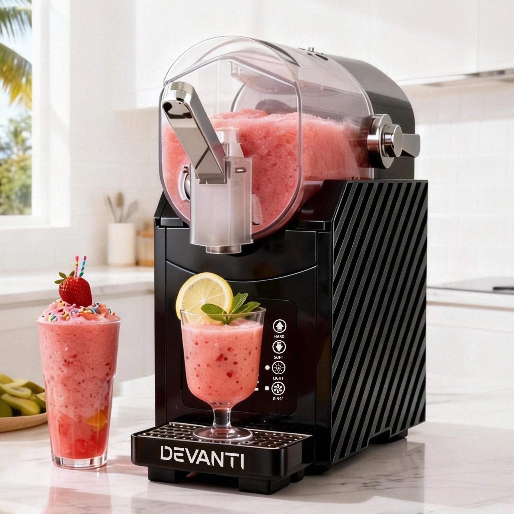 Devanti 1.8L Slushie Machine Maker Frozen Smoothies Milkshakes Black - SportZone.co.nz