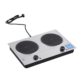 Devanti 2 Hobs Ceramic Cooktop Electric Hot Plate Infrared Knob Control 2400W - SportZone.co.nz