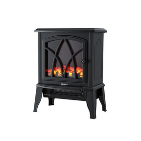 Devanti 2000W Electric Fireplace Heater Stove Freestanding 3D Flame Effect Indoor Space Heaters - SportZone.co.nz