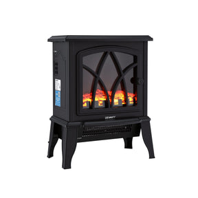 Devanti 2000W Electric Fireplace Heater Stove Freestanding 3D Flame Effect Indoor Space Heaters - SportZone.co.nz