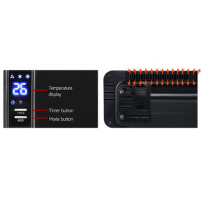 Devanti 2000W Wall Mounted Panel Heater - Black - SportZone.co.nz