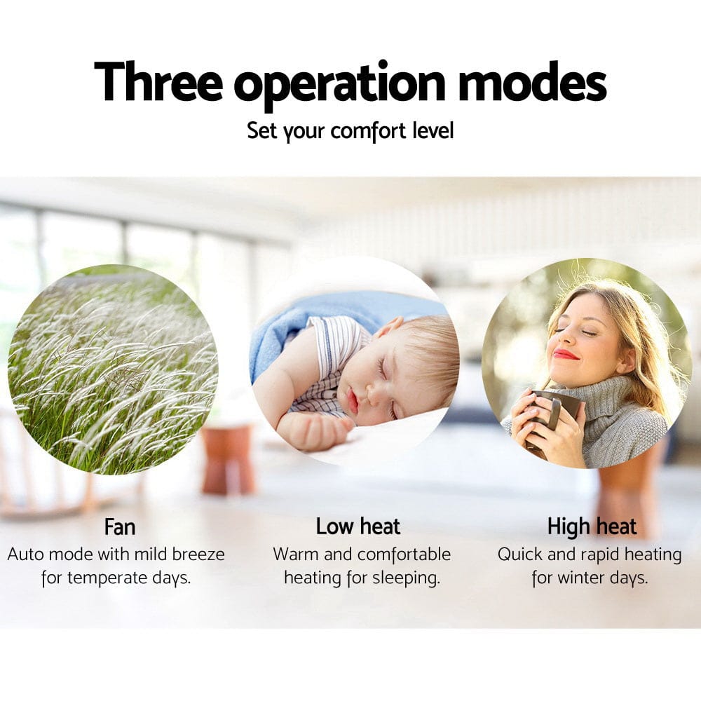 Devanti 2000W Wall Mounted Panel Heater - Black - SportZone.co.nz