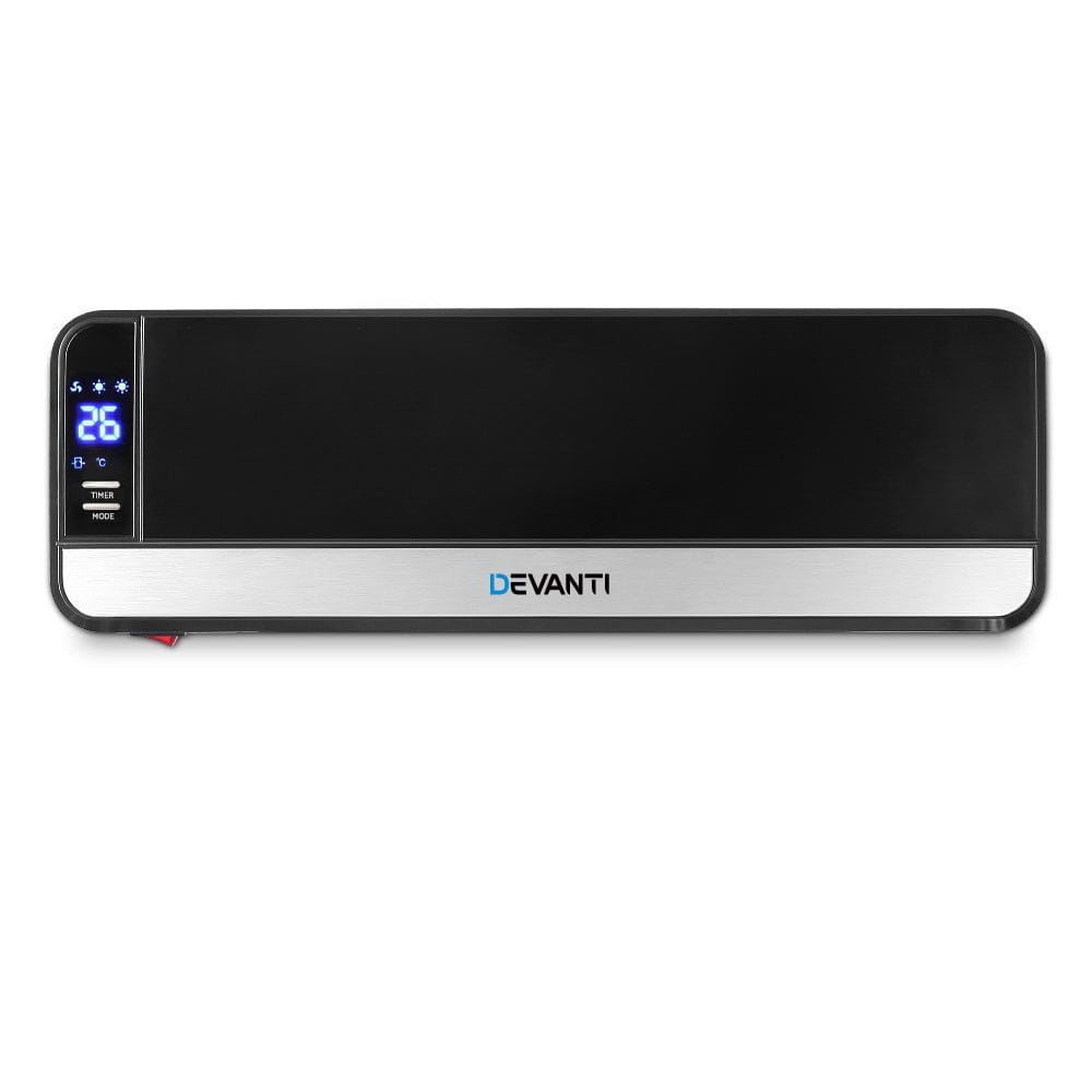 Devanti 2000W Wall Mounted Panel Heater - Black - SportZone.co.nz