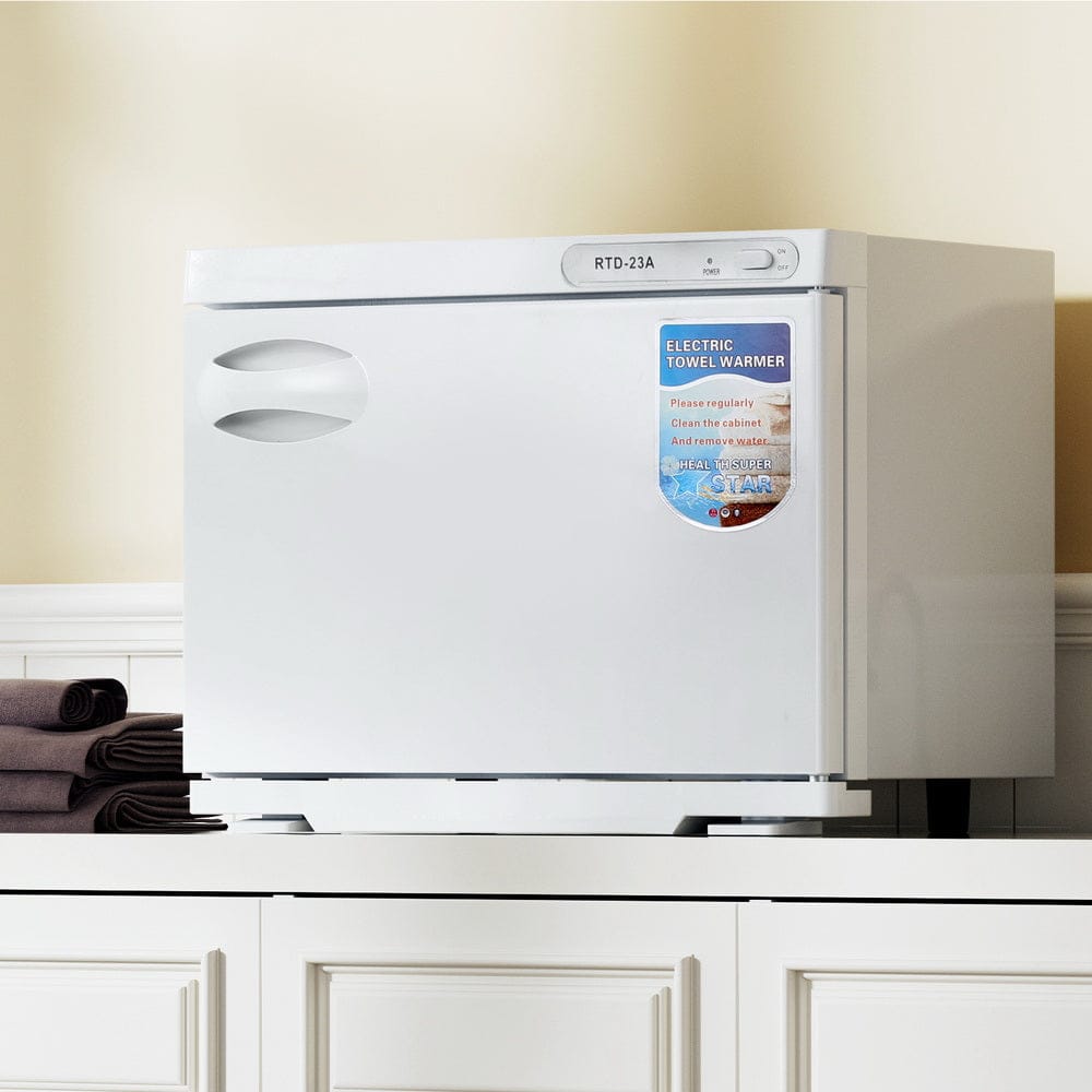 Devanti 23L Towel Warmer UV Sterilizer Heater Cabinet Beauty SPA Salon White - SportZone.co.nz