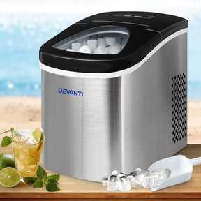 Devanti 2.4L Stainless Steel Portable Ice Cube Maker - SportZone.co.nz