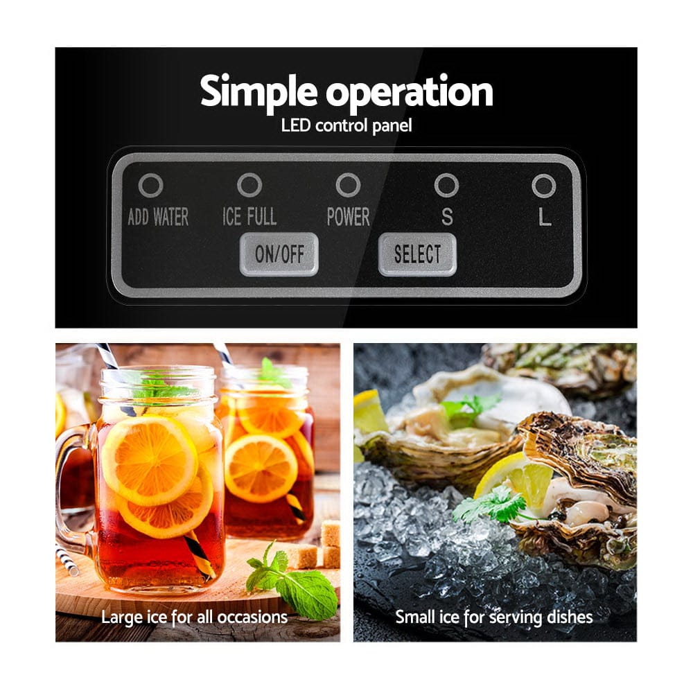 Devanti 2.4L Stainless Steel Portable Ice Cube Maker - SportZone.co.nz