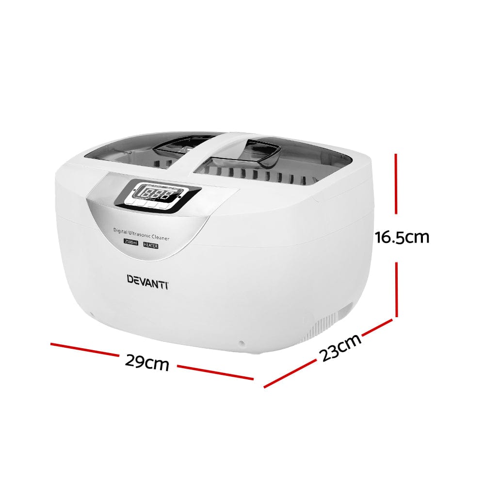 Devanti 2500ml Ultrasonic Cleaner Heater Jewellery Glasses Cleaning Machine 70W - SportZone.co.nz