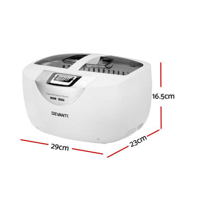 Devanti 2500ml Ultrasonic Cleaner Heater Jewellery Glasses Cleaning Machine 70W - SportZone.co.nz