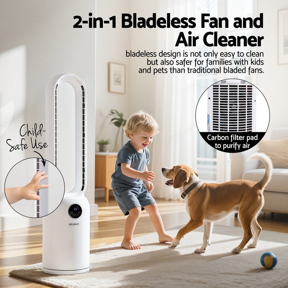 Devanti 2in1 Bladeless Fan Air Purification W/ Remote 88cm - SportZone.co.nz