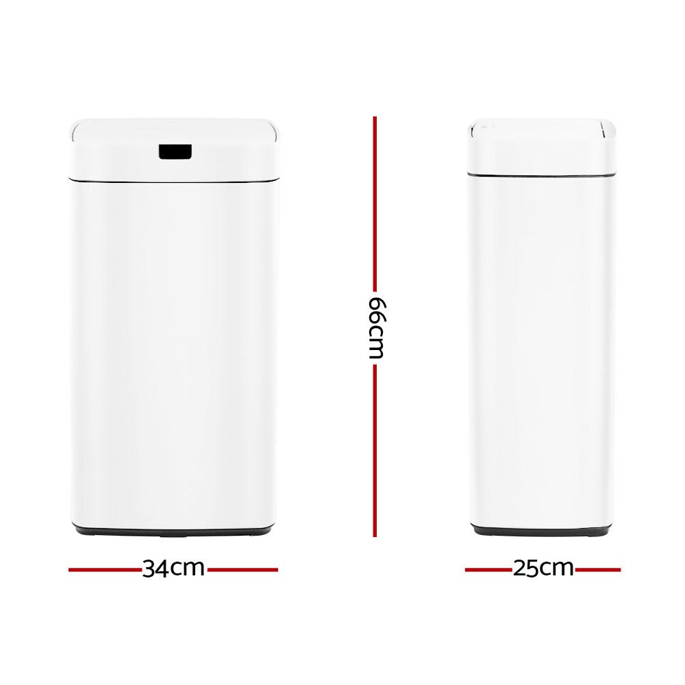Devanti 45L Motion Sensor Bin Rubbish Automatic White - SportZone.co.nz