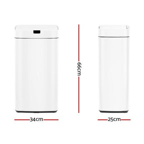 Devanti 45L Motion Sensor Bin Rubbish Automatic White - SportZone.co.nz