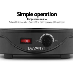 Devanti 5 Trays Food Dehydrator Fruit Dehydrators Pet Beef Jerky Dryer Black - SportZone.co.nz