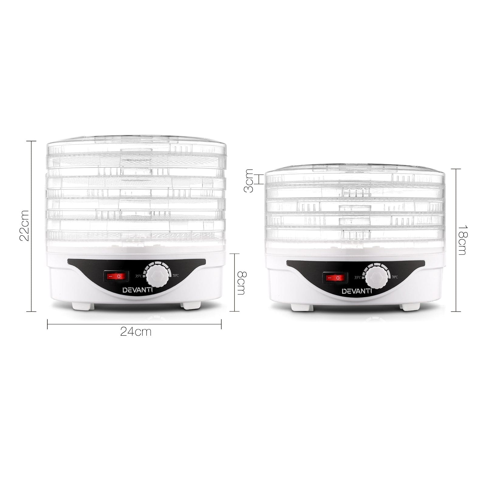 Devanti 5 Trays Food Dehydrator Fruit Dehydrators Pet Beef Jerky Dryer White - SportZone.co.nz