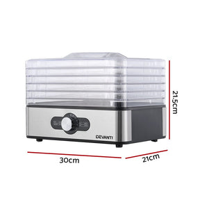 Devanti 5 Trays Food Dehydrator Stainless Steel Tray - SportZone.co.nz