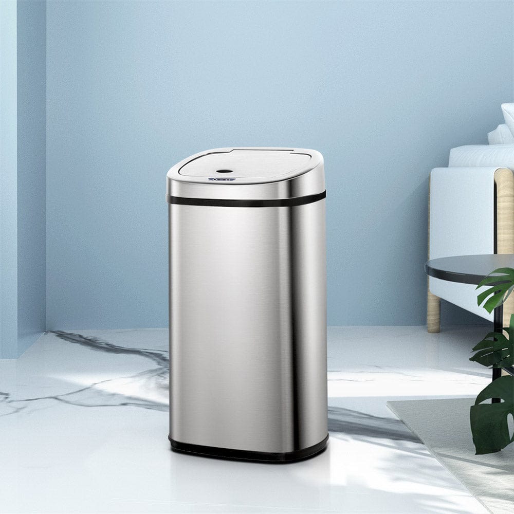 Devanti 50L Motion Sensor Bin Rubbish Automatic Silver - SportZone.co.nz