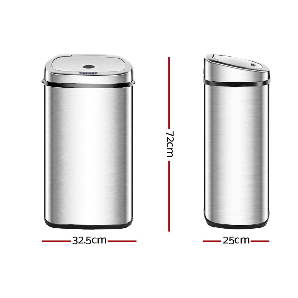 Devanti 50L Motion Sensor Bin Rubbish Automatic Silver - SportZone.co.nz