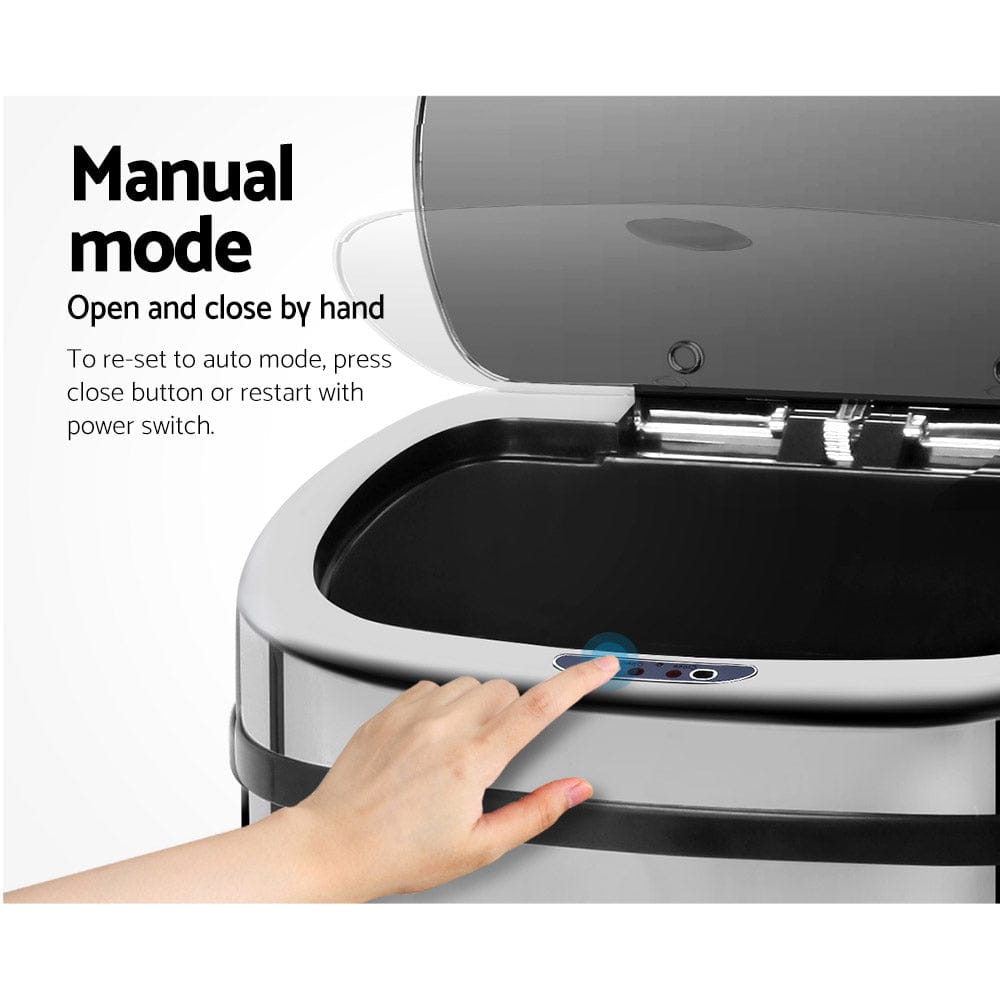 Devanti 50L Motion Sensor Bin Rubbish Automatic Silver - SportZone.co.nz
