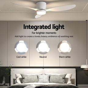 Devanti 52'' Ceiling Fan 3 Blades DC Motor w/Light w/Remote White - SportZone.co.nz