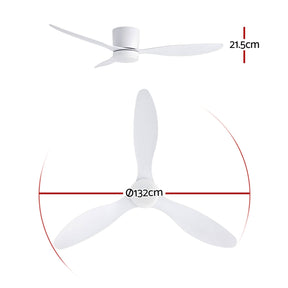 Devanti 52'' Ceiling Fan 3 Blades DC Motor w/Light w/Remote White - SportZone.co.nz