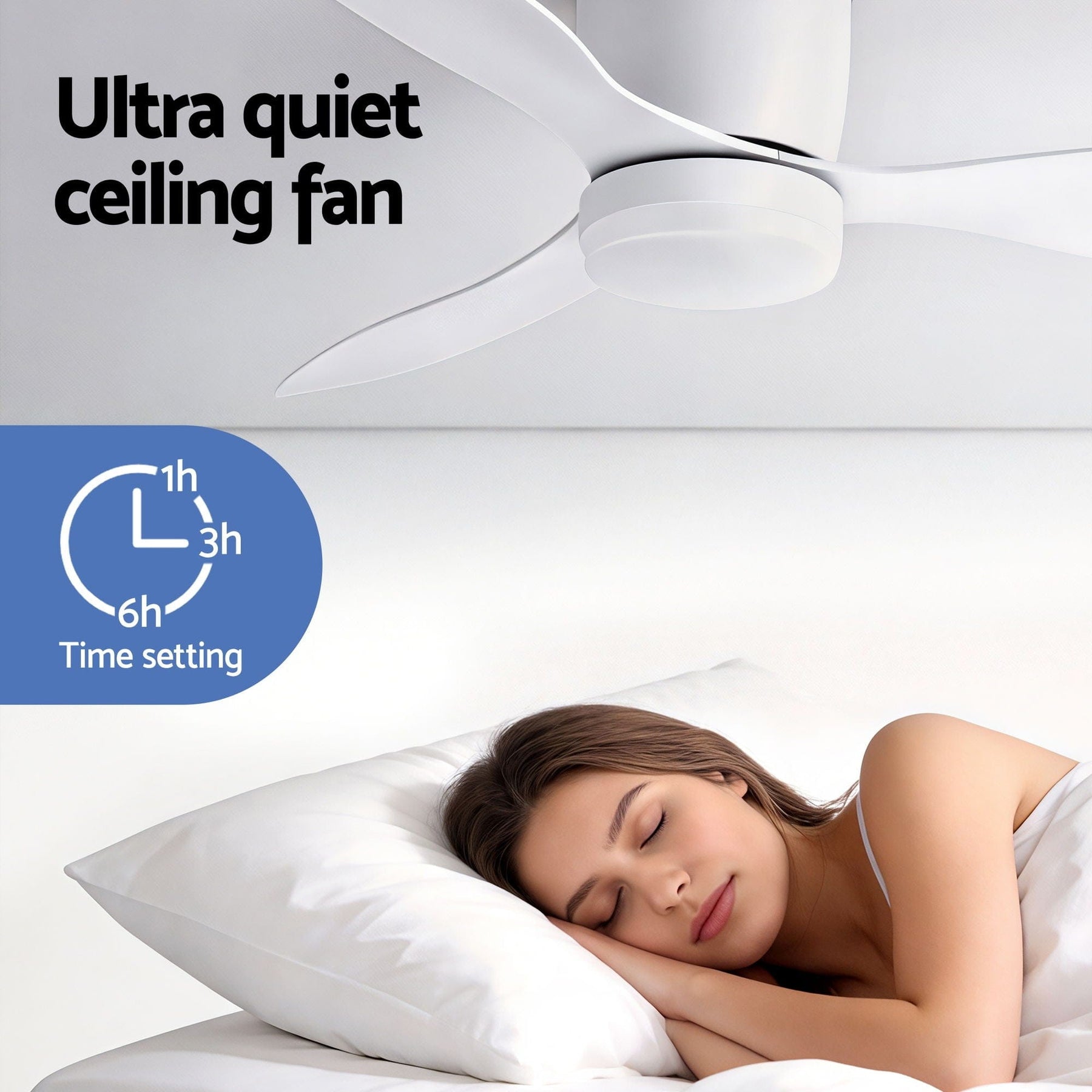 Devanti 52'' Ceiling Fan 3 Blades DC Motor w/Light w/Remote White - SportZone.co.nz