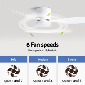 Devanti 52'' Ceiling Fan 3 Blades DC Motor w/Light w/Remote White - SportZone.co.nz