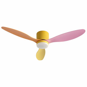 Devanti 52'' Ceiling Fan 3 Blades DC Motor w/Light w/Remote Yellow Pink Orange - SportZone.co.nz