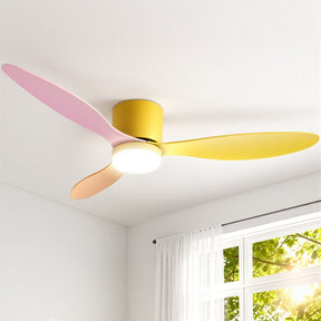 Devanti 52'' Ceiling Fan 3 Blades DC Motor w/Light w/Remote Yellow Pink Orange - SportZone.co.nz