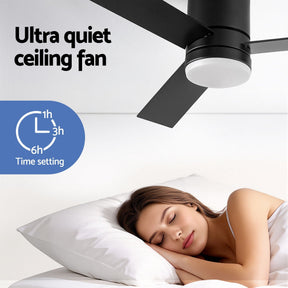 Devanti 52'' Ceiling Fan 3 Blades Double - sided DC Motor w/Light w/Remote Light Wood and bLack - SportZone.co.nz