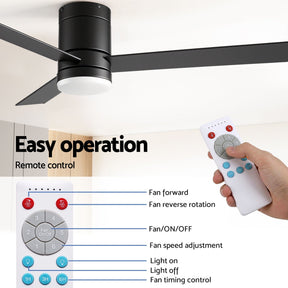 Devanti 52'' Ceiling Fan 3 Blades Double - sided DC Motor w/Light w/Remote Light Wood and bLack - SportZone.co.nz