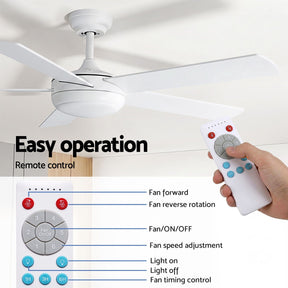 Devanti 52'' Ceiling Fan 5 Blades DC Motor w/Light w/Remote White - SportZone.co.nz