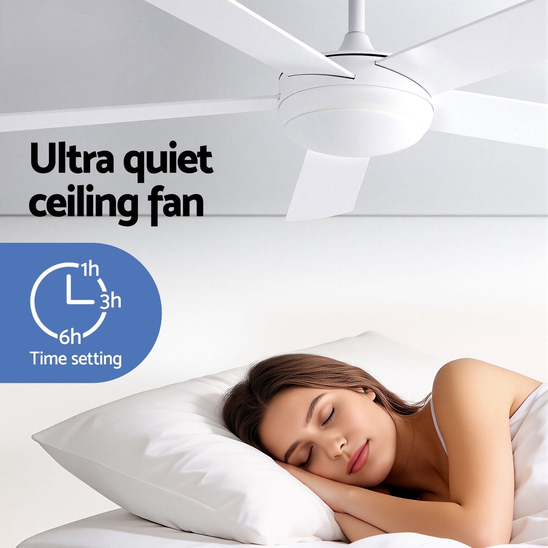Devanti 52'' Ceiling Fan 5 Blades DC Motor w/Light w/Remote White - SportZone.co.nz