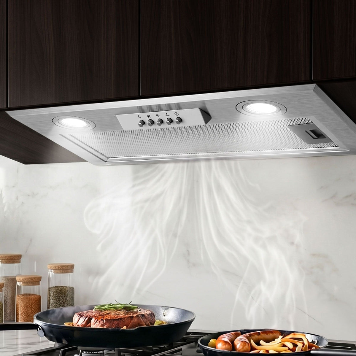 Devanti 520mm Range Hood 52cm Rangehood Stainless Steel - SportZone.co.nz