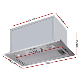 Devanti 520mm Range Hood 52cm Rangehood Stainless Steel - SportZone.co.nz