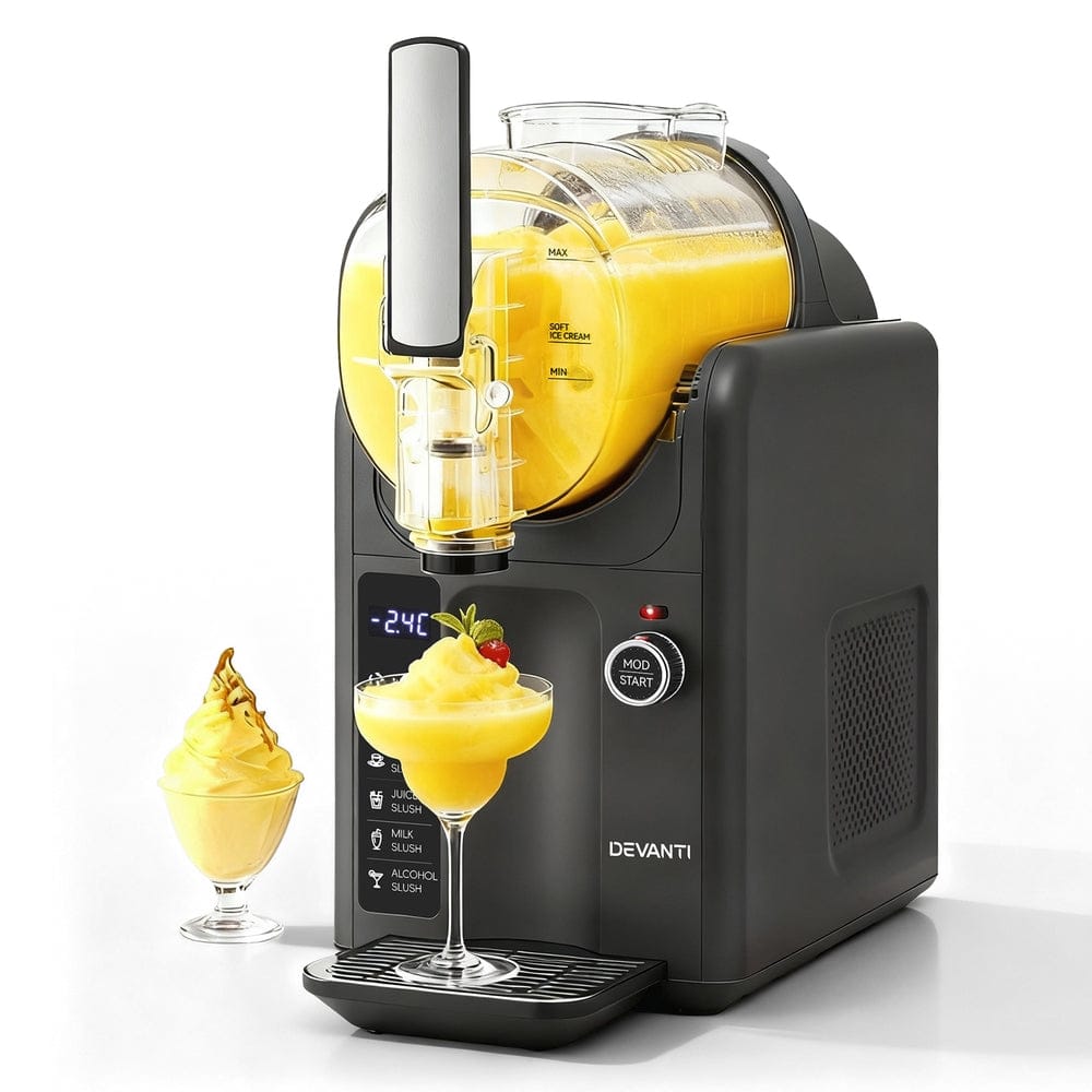 Devanti 5in1 Slushie Machine Ice Cream Maker 2L Grey - SportZone.co.nz