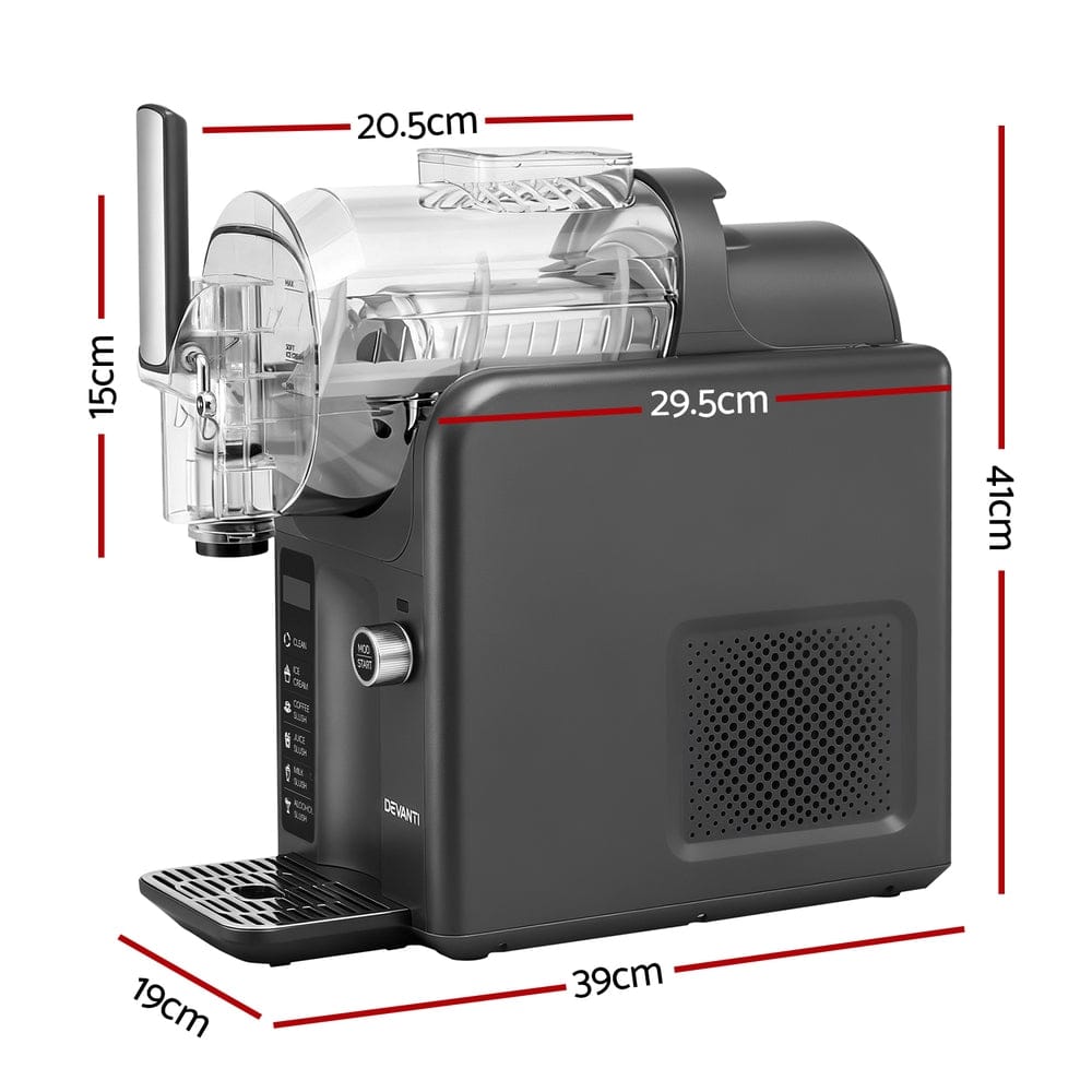 Devanti 5in1 Slushie Machine Ice Cream Maker 2L Grey - SportZone.co.nz