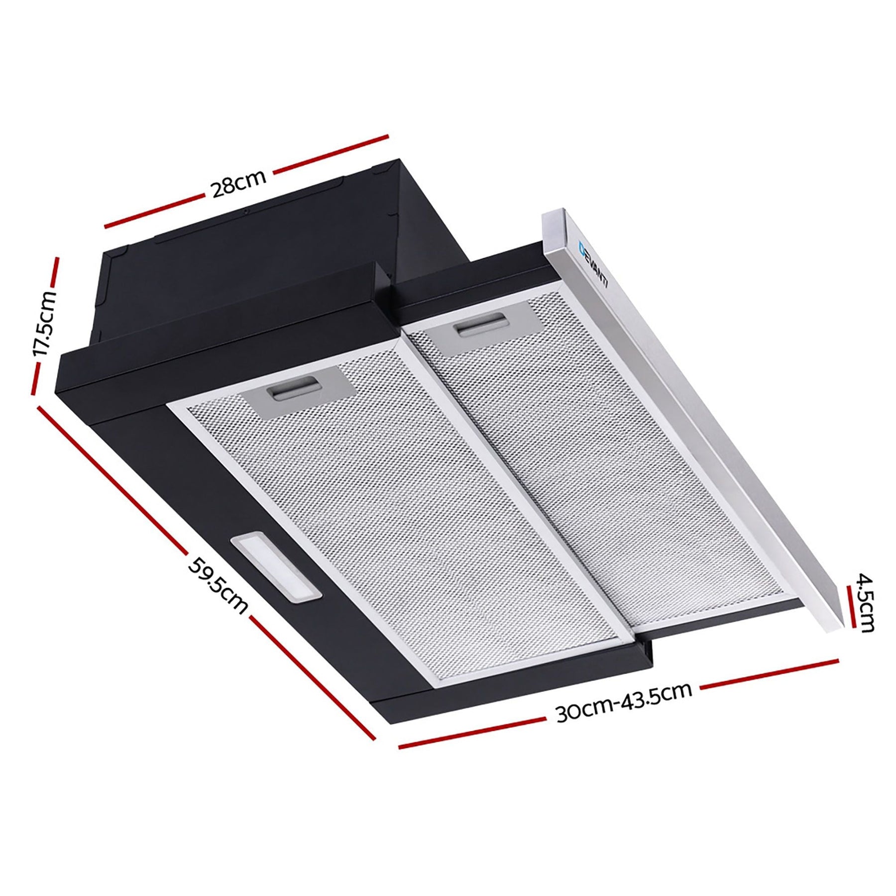 Devanti 600mm Range Hood 60cm Slide out Rangehood Stainless Steel - SportZone.co.nz