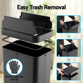Devanti 70L Automatic Sensor Kitchen Bin – Touchless Smart Rubbish Bin - Black - SportZone.co.nz