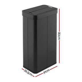 Devanti 70L Automatic Sensor Kitchen Bin – Touchless Smart Rubbish Bin - Black - SportZone.co.nz