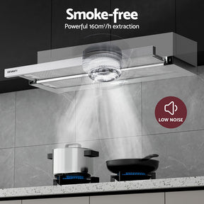Devanti 900mm Range Hood 90cm Slide out Rangehood Stainless Steel - SportZone.co.nz
